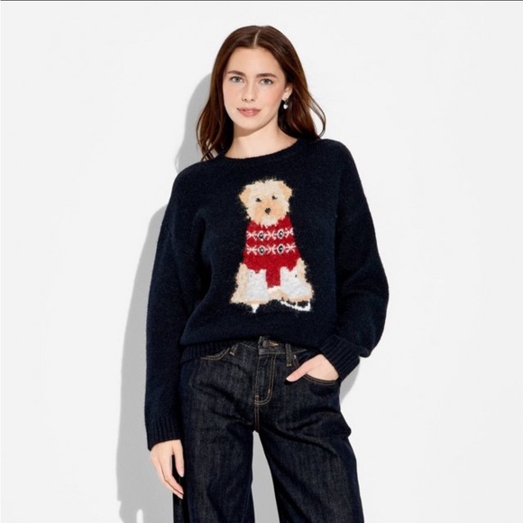wild fable Sweaters - NWT Crewneck Pullover Heritage Novelty Sweater - Wild Fable Navy Blue Dogs XS